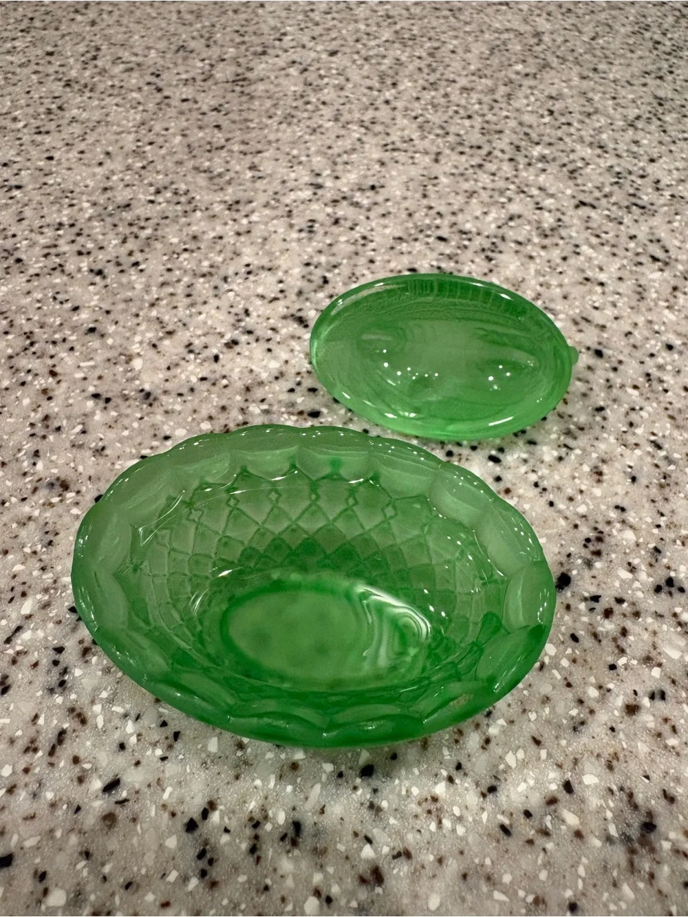 Stain frosted green glass miniature 